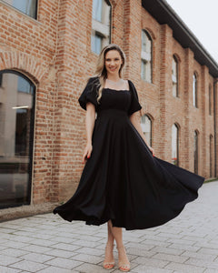 Rochie neagra midi de ocazie