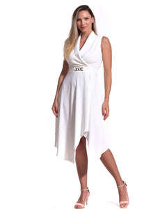 Rochie alba eleganta asimetrica