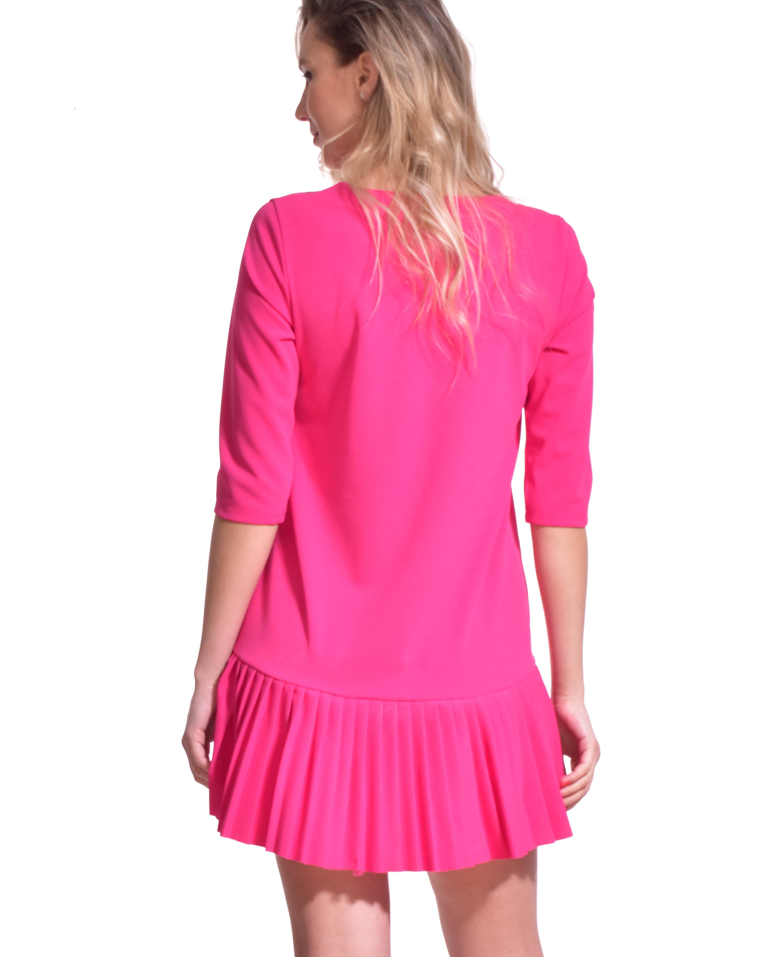 Rochie scurta fucsia plisata