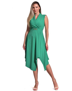 Rochie verde eleganta asimetrica